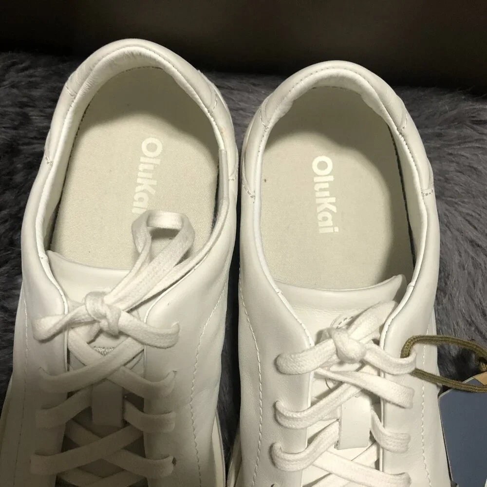 OluKai Women’s Pehuea Li ‘Ili Bright White Lace Up Shoes, Size 8, 20433-WBWB - Picture 3 of 6